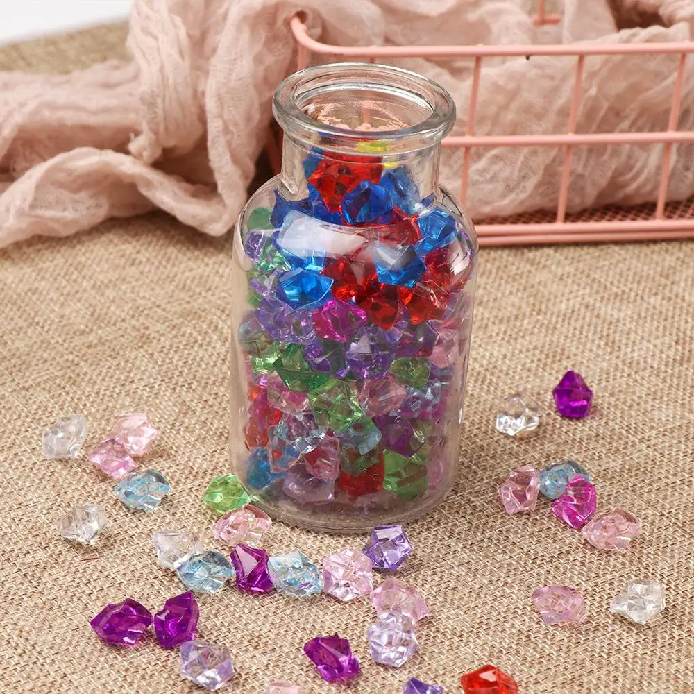 50PCS/pack Colorful 1.4*1.1cm Aquarium Acrylic Stones Crystal Ice Cubes Decor Vase Filler Pebble Fish Tank Home Ornament