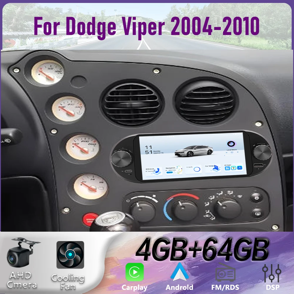 

6" For Dodge Viper 2004-2010 Car Radio Steering Wheel Control Google Map Stereo GPS Reversing Image 2DIN Head Android15 4-64GB
