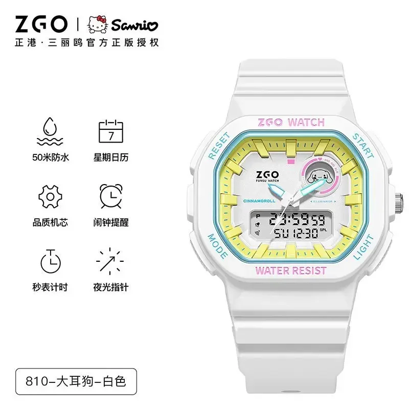 Sanrio ZGO Pacha&Sophomore dog Series Waterproof Luminous Electronic Watches for Girls Students Decorated KT Birthday Gifts