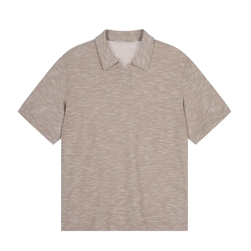 High-end Vintage Floral Tulle Texture Lapel Men's Short-sleeve 2026 Summer New Loose Breathable T-shirt