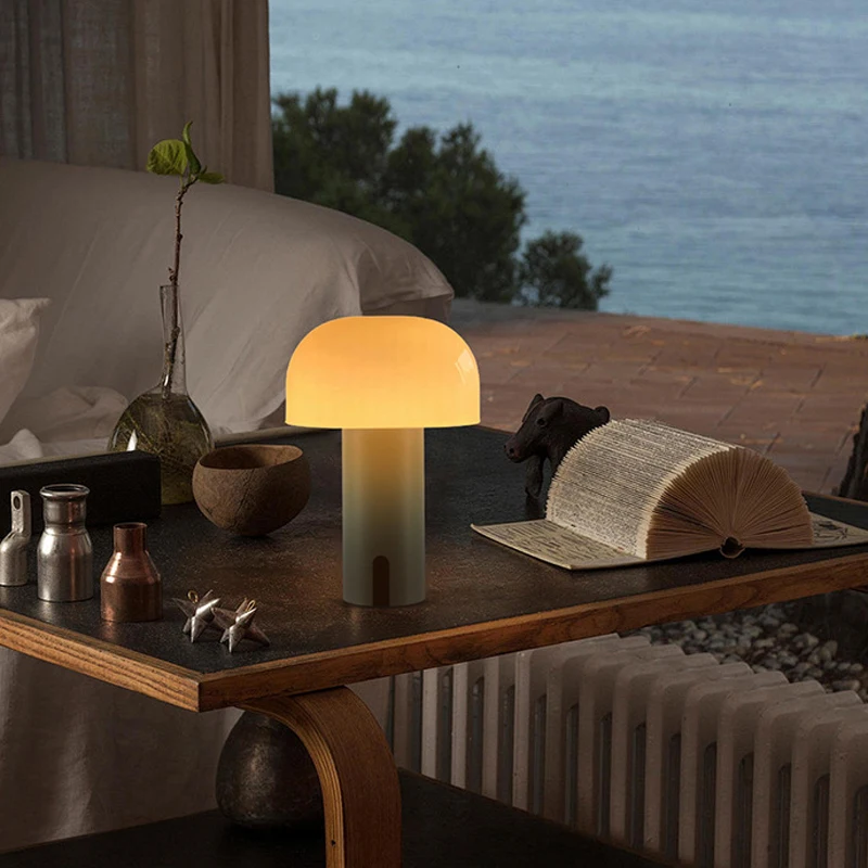 European Design Mushroom Table Lamp With Infinite Dimming Decorative Atmosphere Light Touch Wireless Bedside Night Light