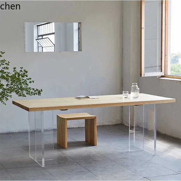 CZ Simple Acrylic Dining Solid Wood Large Board Table Island Table Creative Suspended Desk Clothing Store Display Table
