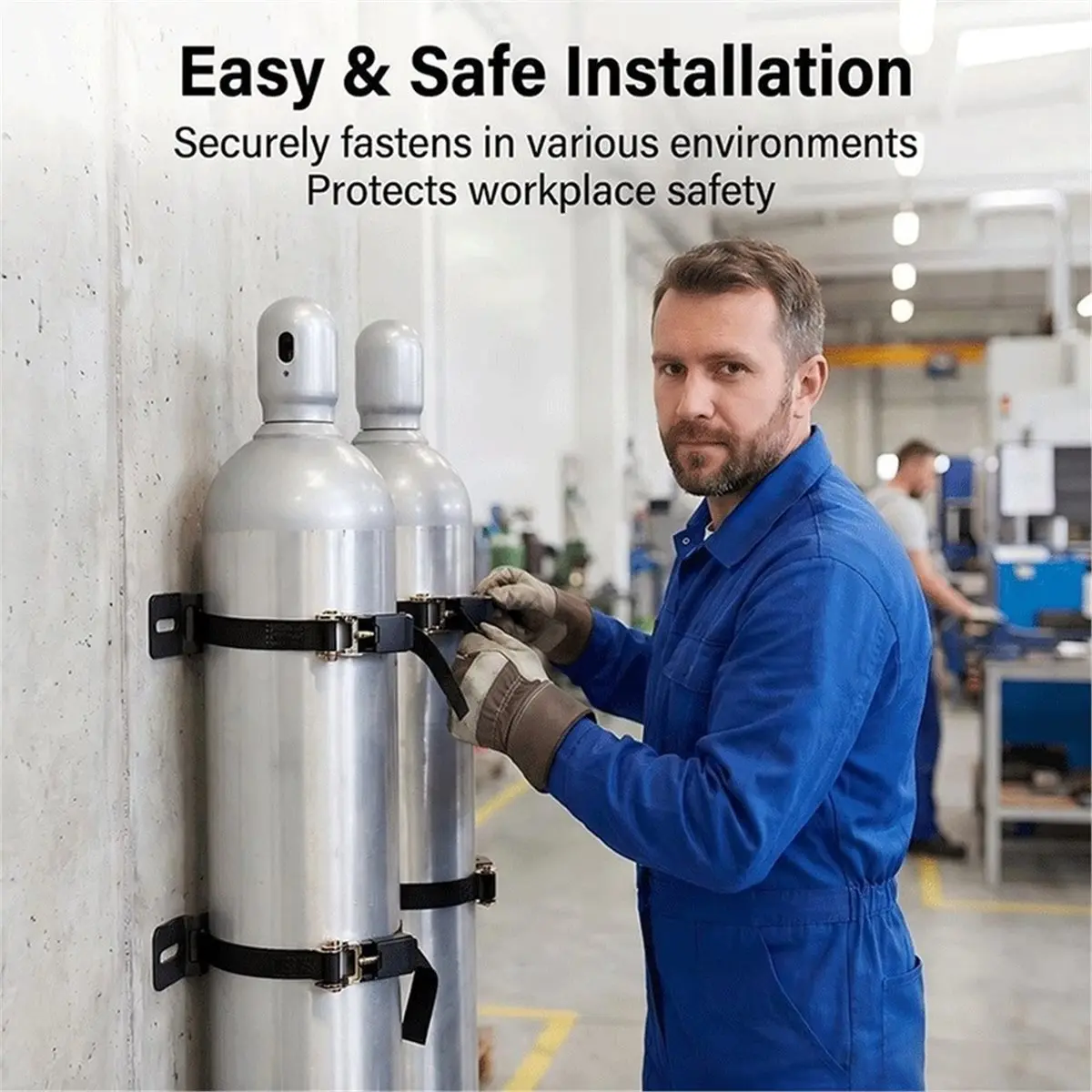 Propane Tank Holder with Ratchet Straps, Gas Cylinder Holder, Heavy Duty Gas Cylinder Holder Wall-Mounted Bracket