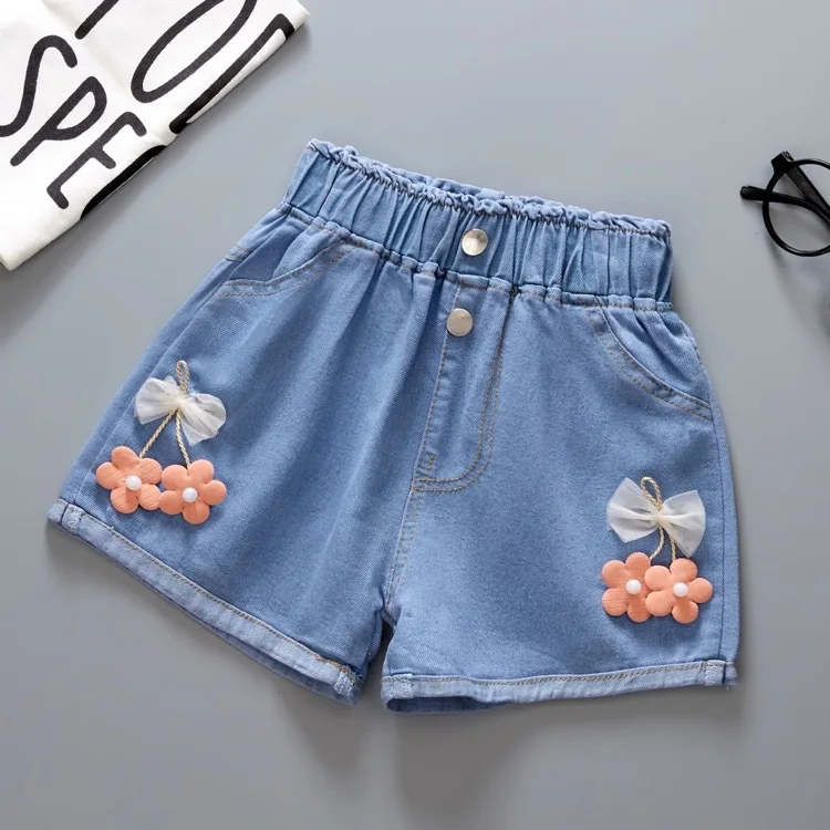 New Summer Children\'s Shorts Jeans Girls Solid Color Jeans Casual Loose  Kids Pants Clothes Fashion Girl Pants Jeans 3-10 Years