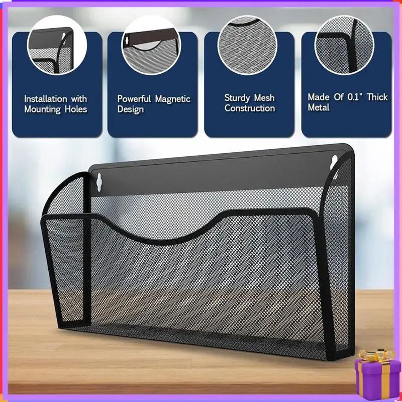 Advanced 1-Tier Magnetic File Holder Capacity Office Hanging Magazine Rack For Refrigerator, File Cabinets
