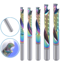 5Pcs 3.175/4/5/6mm SHK DLC coating Carbide one flute Up&Down Cut end mill cutter Milling Cutter for wood CNC Router Bit Tool
