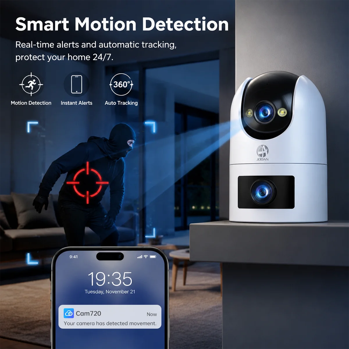 Jooan 4K 8MP Dual Lens Dual Screen IP Camera Wifi Outdoor PTZ Cameras Auto Tracking CCTV Camera Audio Video Indoor Surveillance image 5