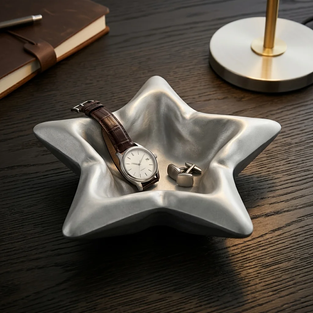 3D Printed Silvery Bubble Star Jewelry Tray Light Luxury Ornament Storage Plate Bedroom Key Holder Dressing Table Display