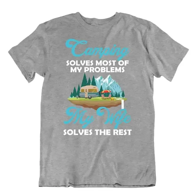 Camping Outside Trip T Shirt Tee Shirt Gift Cute Funny Outdoor Fresh Wife Solve