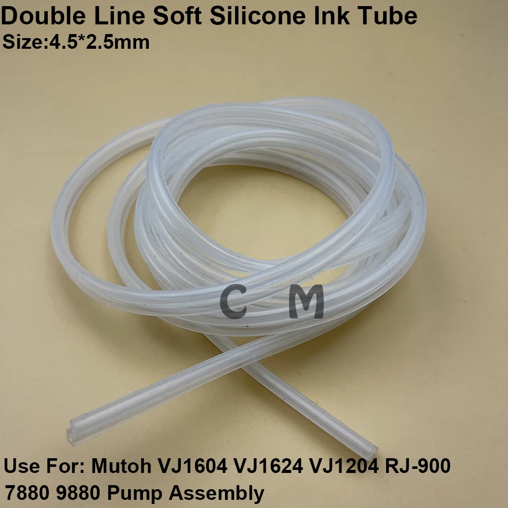 5M Soft Silicone Ink Tube Double Line Two Lines for Epson 7880 9880 Cap Top Mutoh VJ1604 1624 Pump Assembly Pipe Hose 4.5*2.5mm