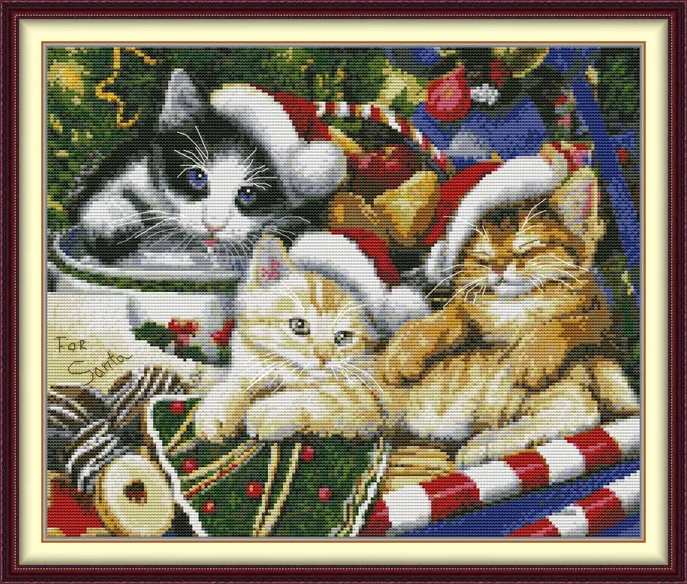 

Три кота, 5 наборов для вышивки крестом, Аида, 14 карат, 11 карат, принт, холст, вышивка крестиком, рукоделие, вышивка, сделай сам, ручная работа