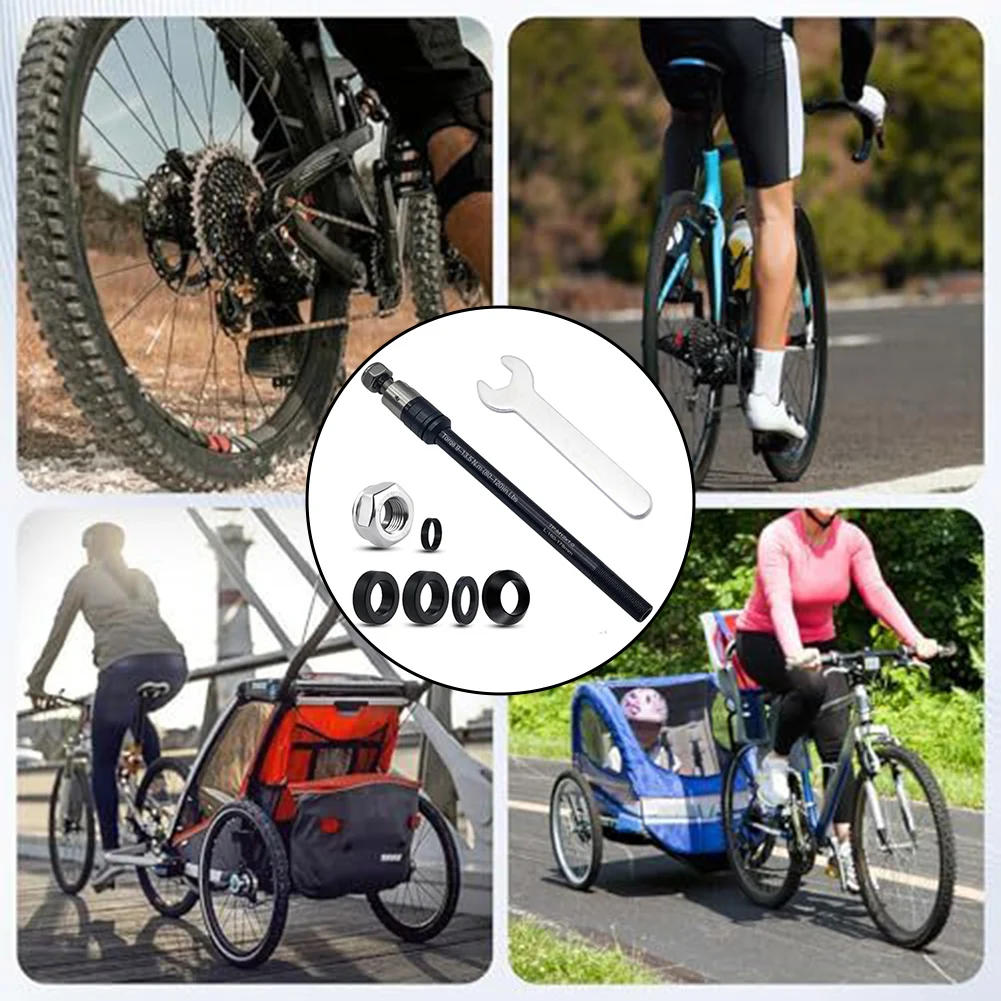 Eje ajustable para remolque de bicicleta, enganche ajustable para remolque de carga, longitud ajustable de 160-178 mm