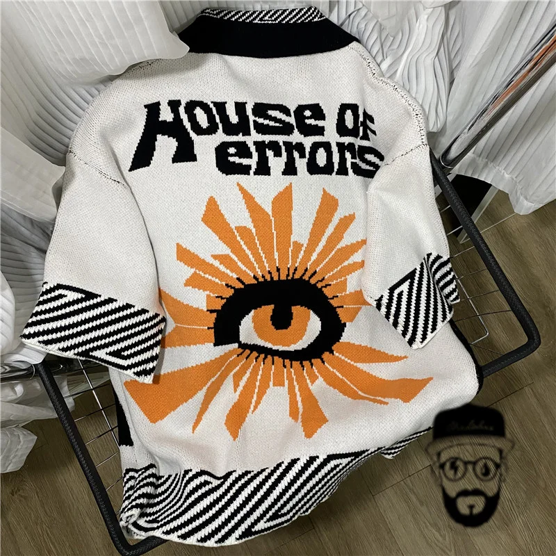 Men's fashionable knitted sweater House of errors sweater loose and comfortable embroidered logo