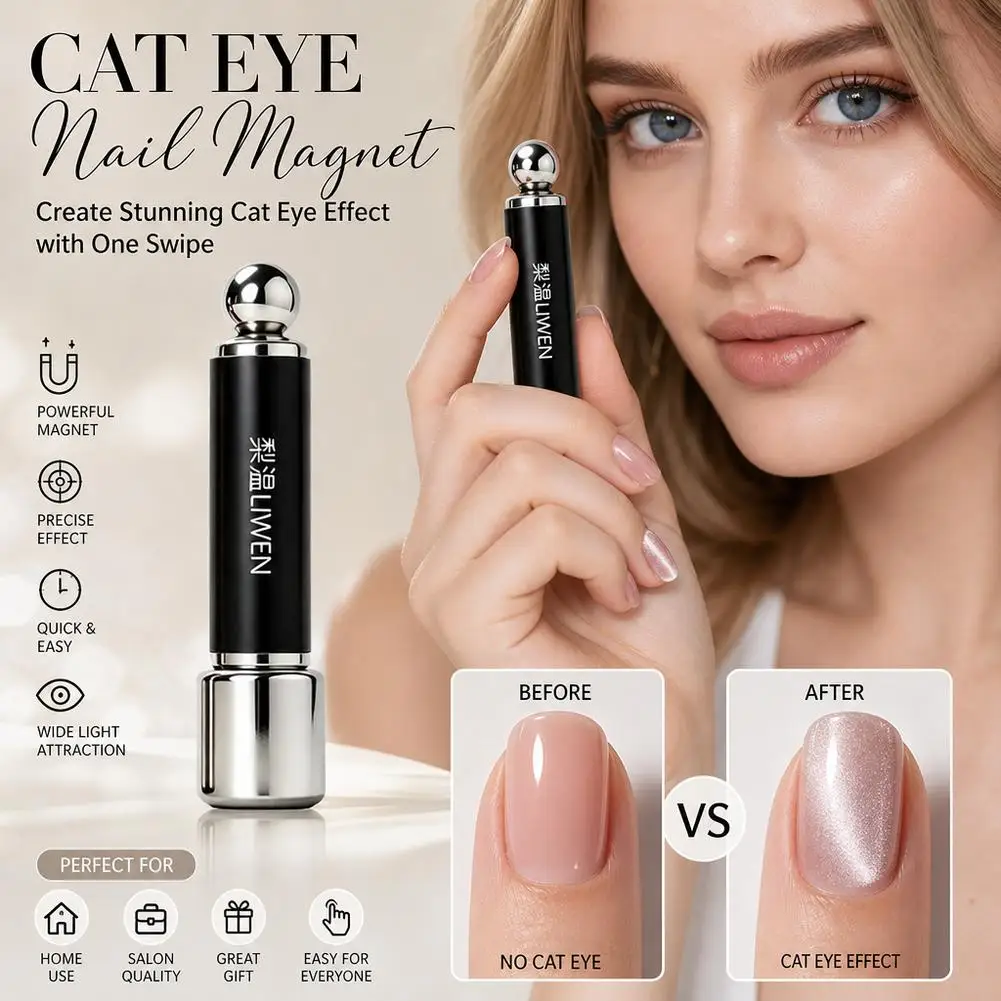 1pc Nail Cat Eye Magnetic Ball Cylindrical Magnet Double Head Nail Magnet Round Steel Ball Magnet Cat Eye Nail Art Tool 2026 New
