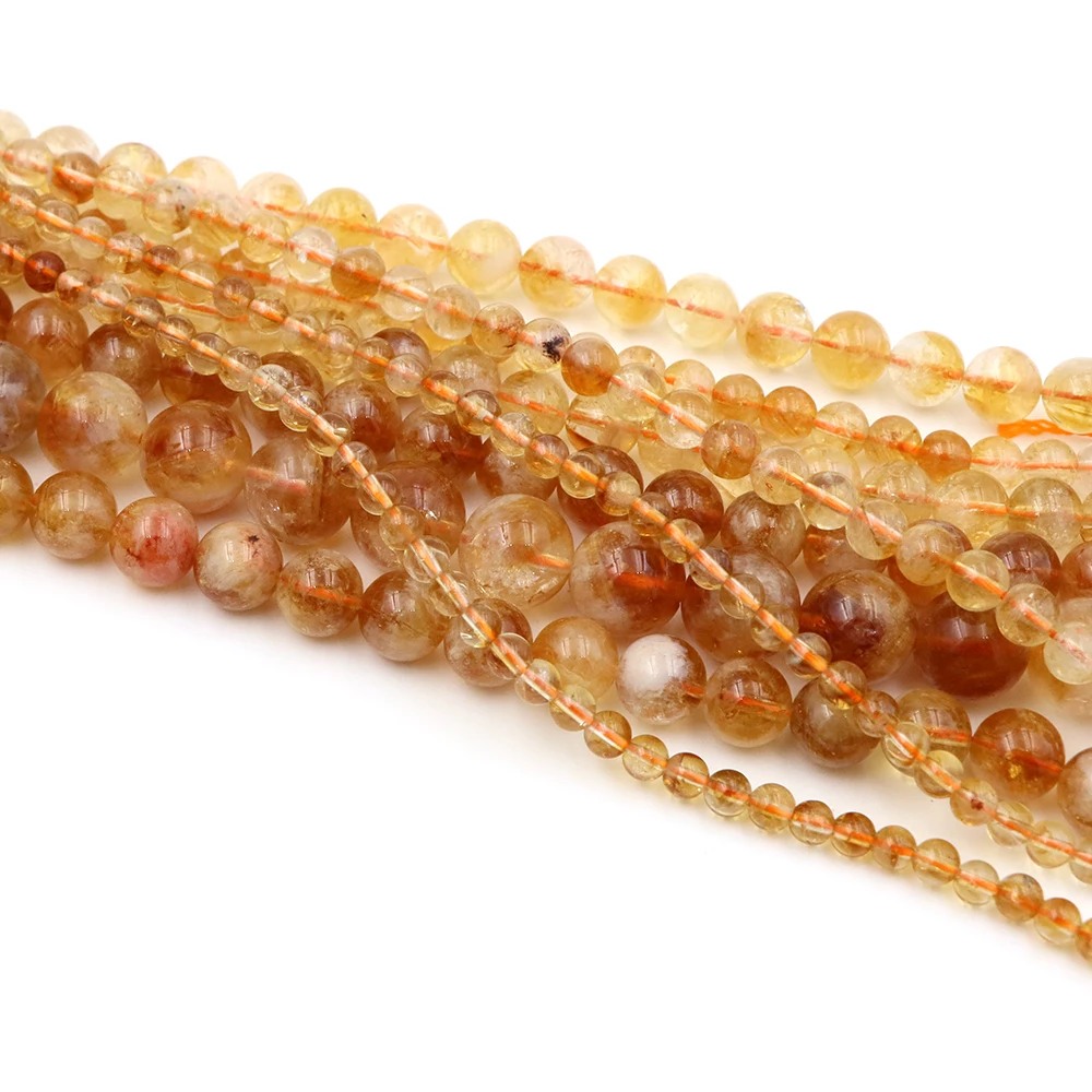 

Citrine Beads Natural Stone 4/6/8/10/12mm Quartz Energy Healing Crystal Beads Jewelry Bracelet Necklace DIY Handmade Accessories