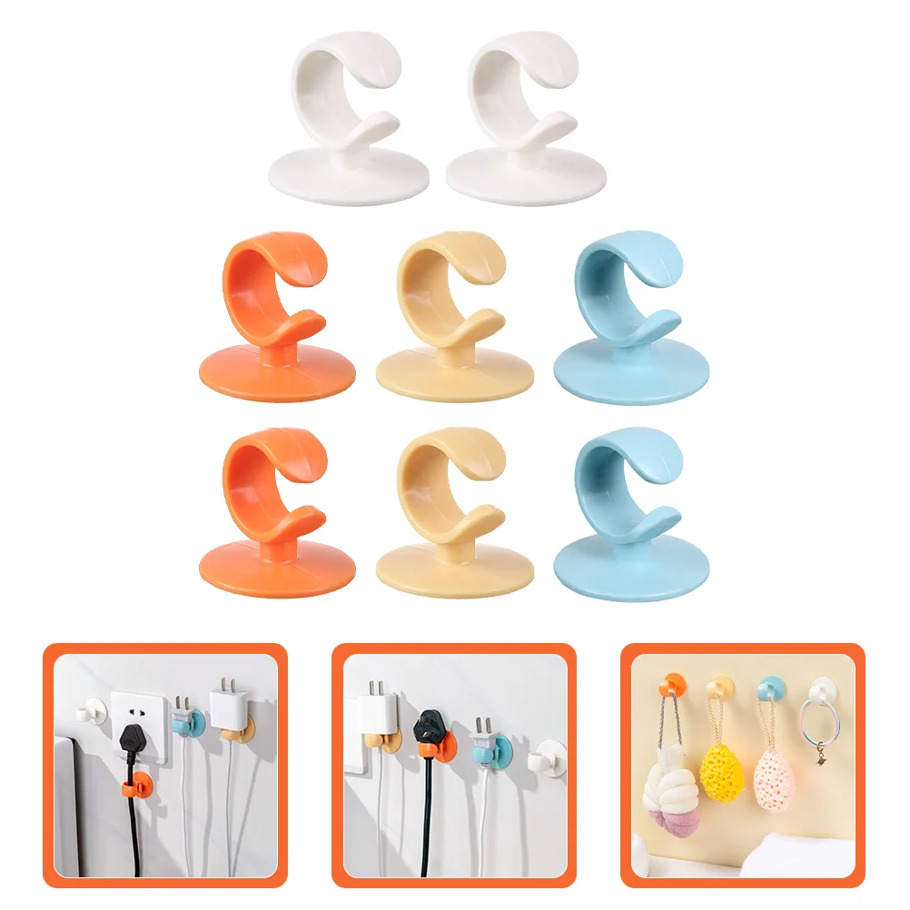 

8 Pcs No Punching Plug Hook Decorative Wall Hooks Heavy Duty Suction Cups Abs Adhesive for Cable