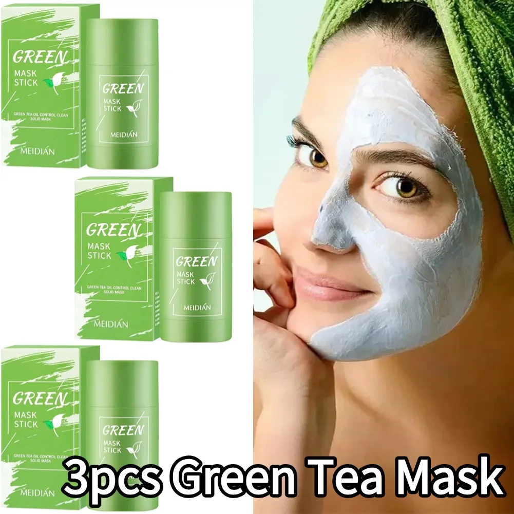 Mascarilla hidratante de té verde, mascarilla facial antioxidante para reducir los poros, espinillas, limpieza profunda, Control de aceite, mascarilla de equilibrio, cuidado de la piel, 3 uds.