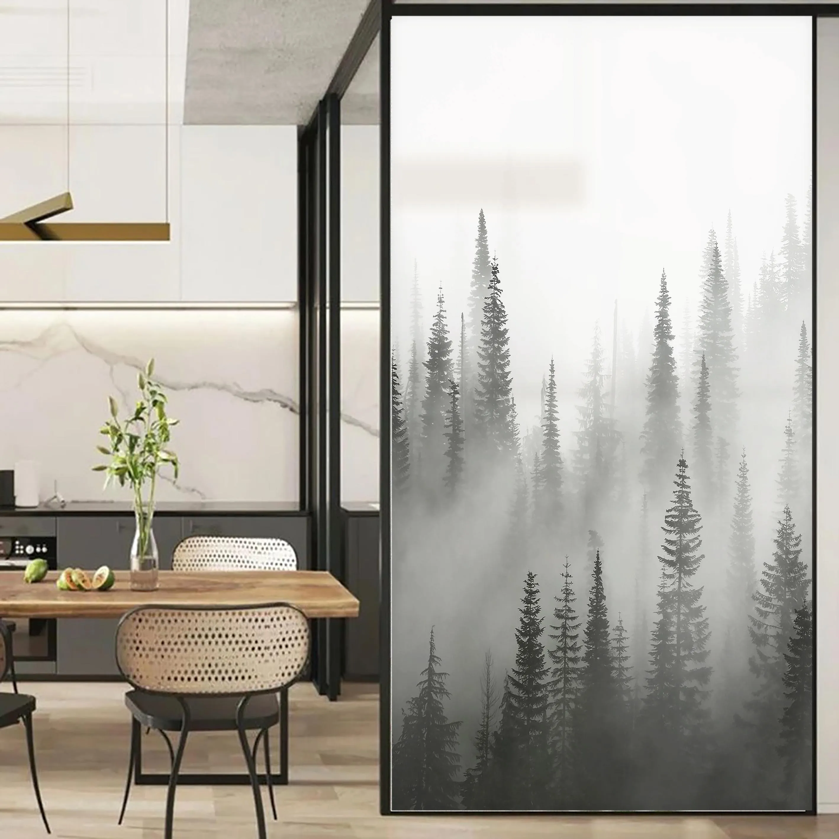 Static Cling Window Film Privacy Forest Glass Sticker Sun Protection Heat Contr…