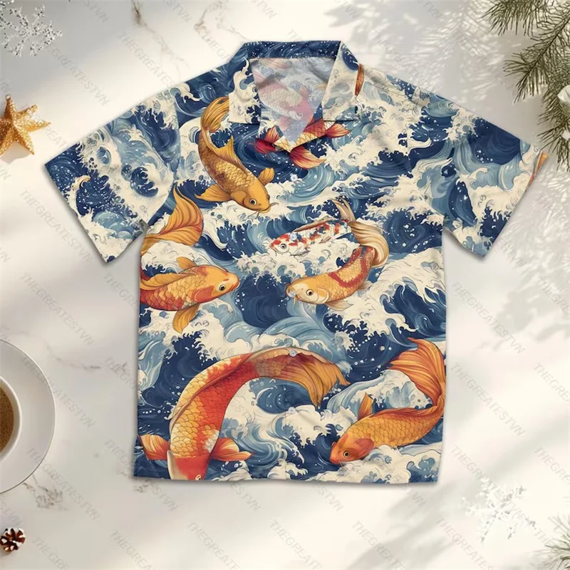 

Lucky Koi Print Shirts Men Women Street Harajuku Casual Quickly Dry Short Sleeve Shirts 2025 Summer New 3D Print Fish Blouse