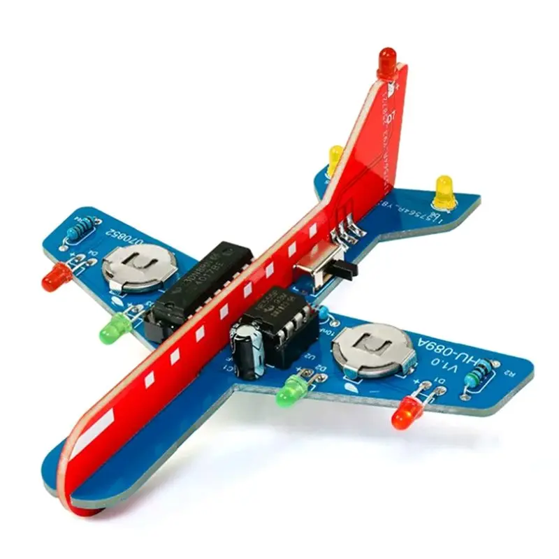 A53M-Airplane Electronic DIY Kit LED Flows Light Aircraft Model Electronic Welding Practice Kit