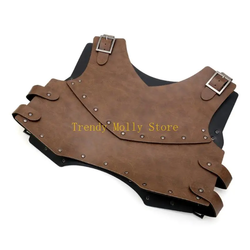 N5KB Armadura cuero sintético para pecho y los hombros, protector pecho Medieval, chaleco armadura corporal, regalo