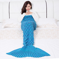 INSMermaid Blanket Fish Scales Knitted Mermaid Tail Blanket Warm Blanket Photography Props Birthday Gift