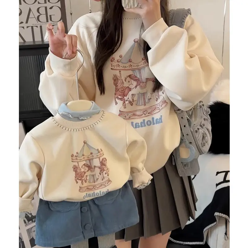 Family Matching Clothes Mother and Daughter Long Sleeve Sweatshirts Women Tops Kids Tees Father Son Same Tops Infant Baby Romper