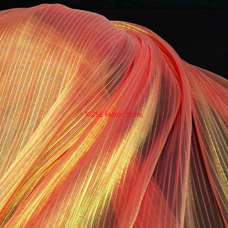 1 meter Mermaid Pleated Fabric Stage Background Decoration Handmade DIY Clothing Designer Fabric