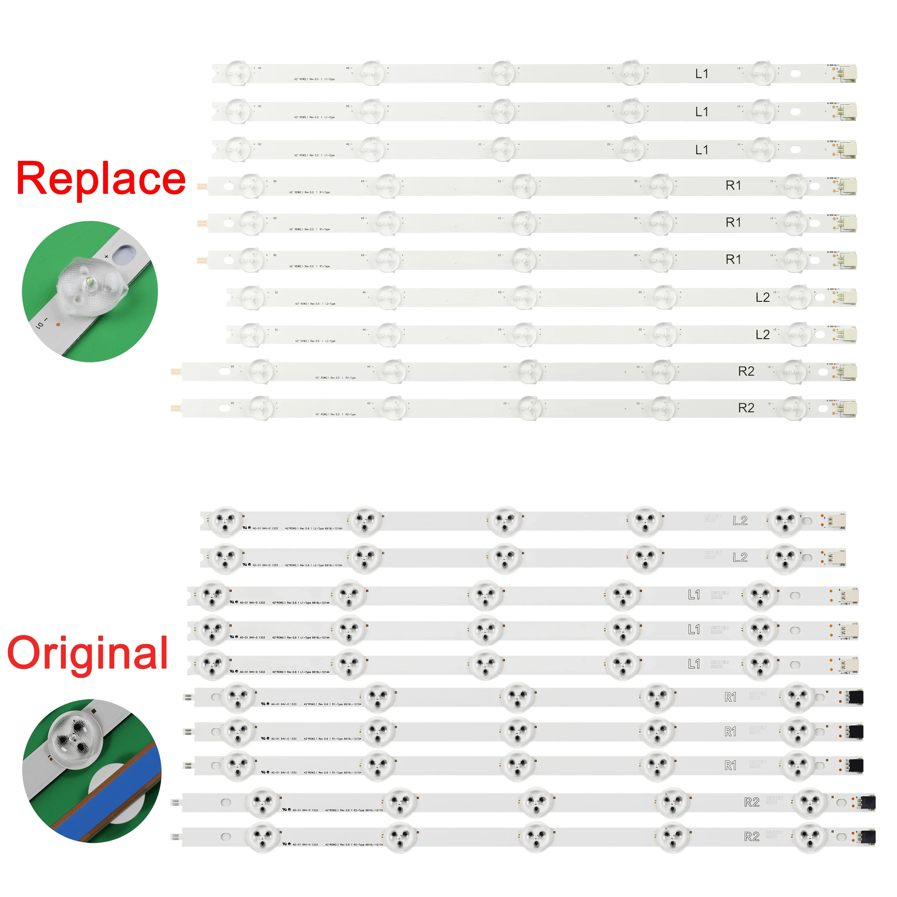 New 10 Pcs/Set LED Backlight Strip for 42LN5700 42LN5450 42LN540R AGF78261601 6916L-1214A 6916L-1215A 6916L-1216A 6916L-1217A