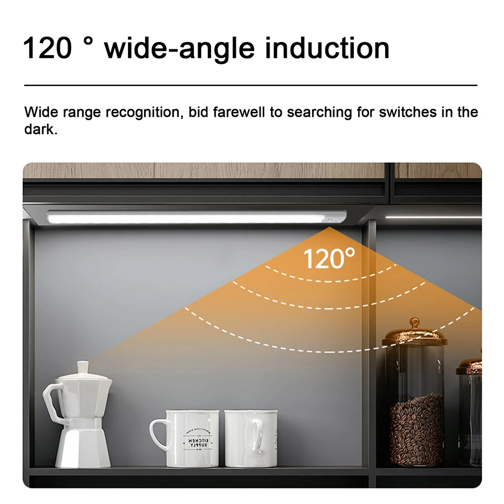 Smart Wireless LED Cabinet Light with Motion Sensor Rechargeable Magnetic Type C USB for Wardrobe Kitchen Emergency Lighting
