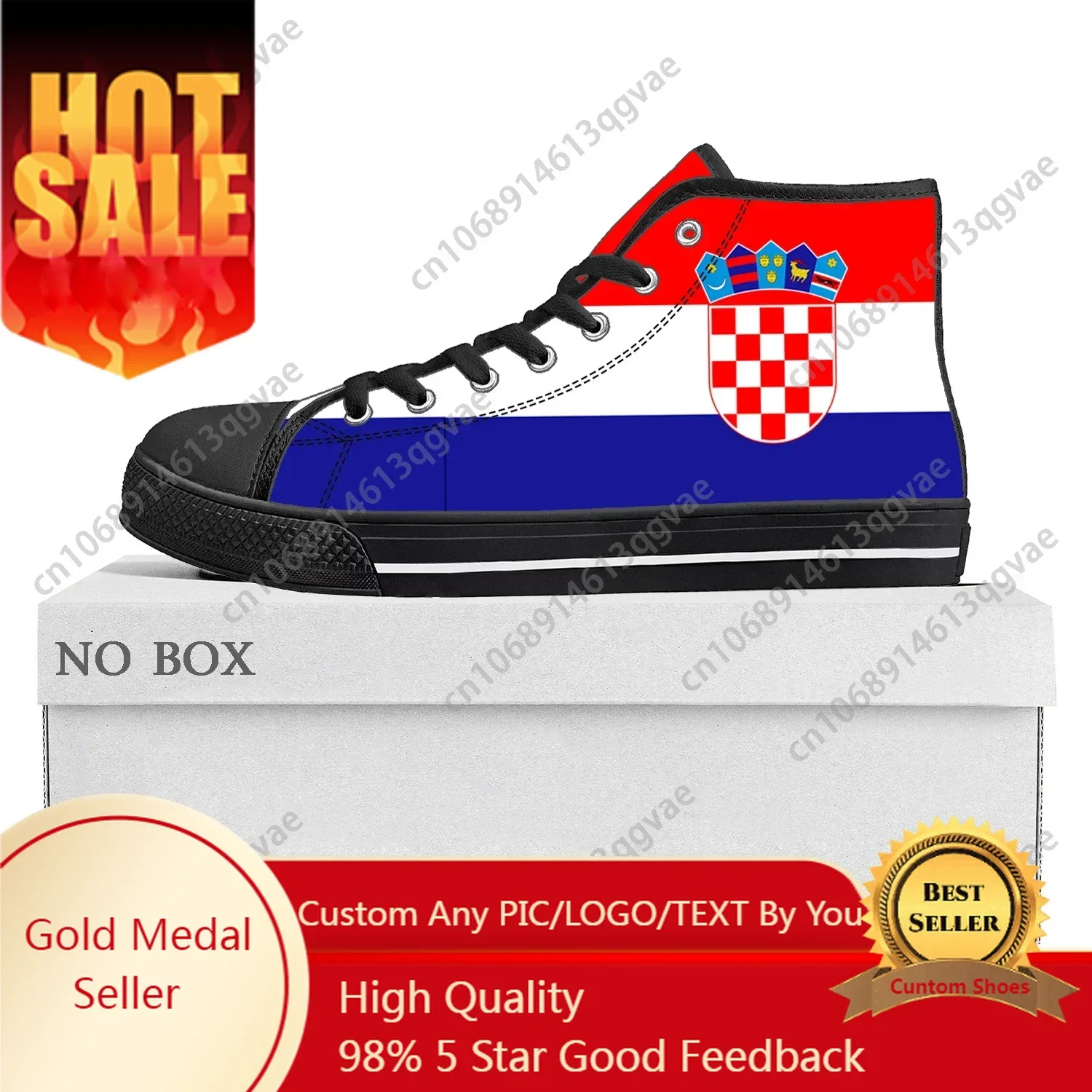 

Croatian Flag High Top High Quality Sneakers Mens Womens Teenager Canvas Sneaker Croatia Casual Couple Shoes Custom Shoe