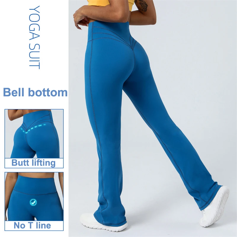 Women Flare Pants Stretch Bell Bottom Pants High Waist Yoga Leggings Long Bootleg Gym Trousers Dance Pilates Full Length Pants