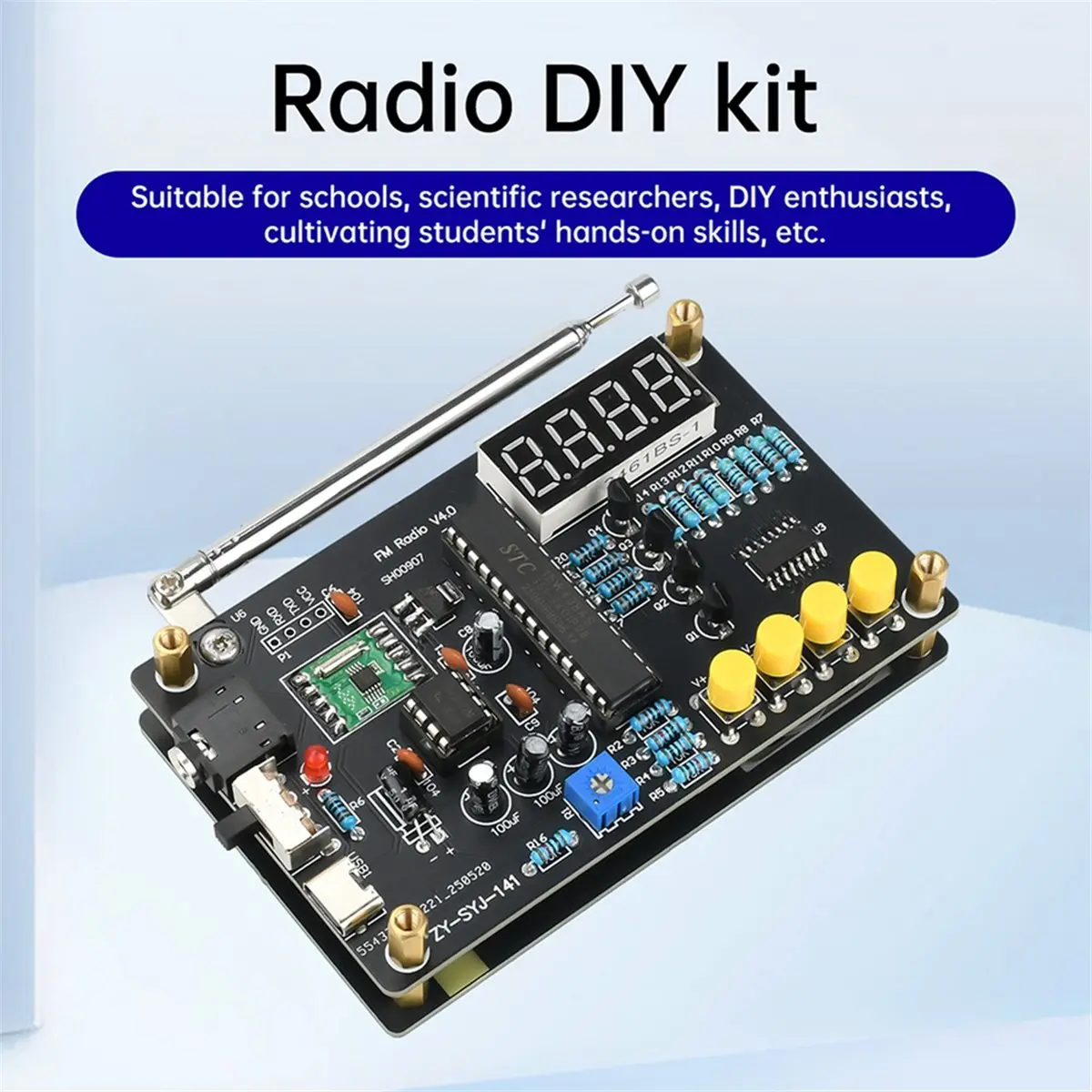 

(WSFS) Радиокомплект DC 5V RDA5807M FM для самостоятельной сборки, полнодиапазонный, для пайки, DIY, отдельные компоненты, Type-C