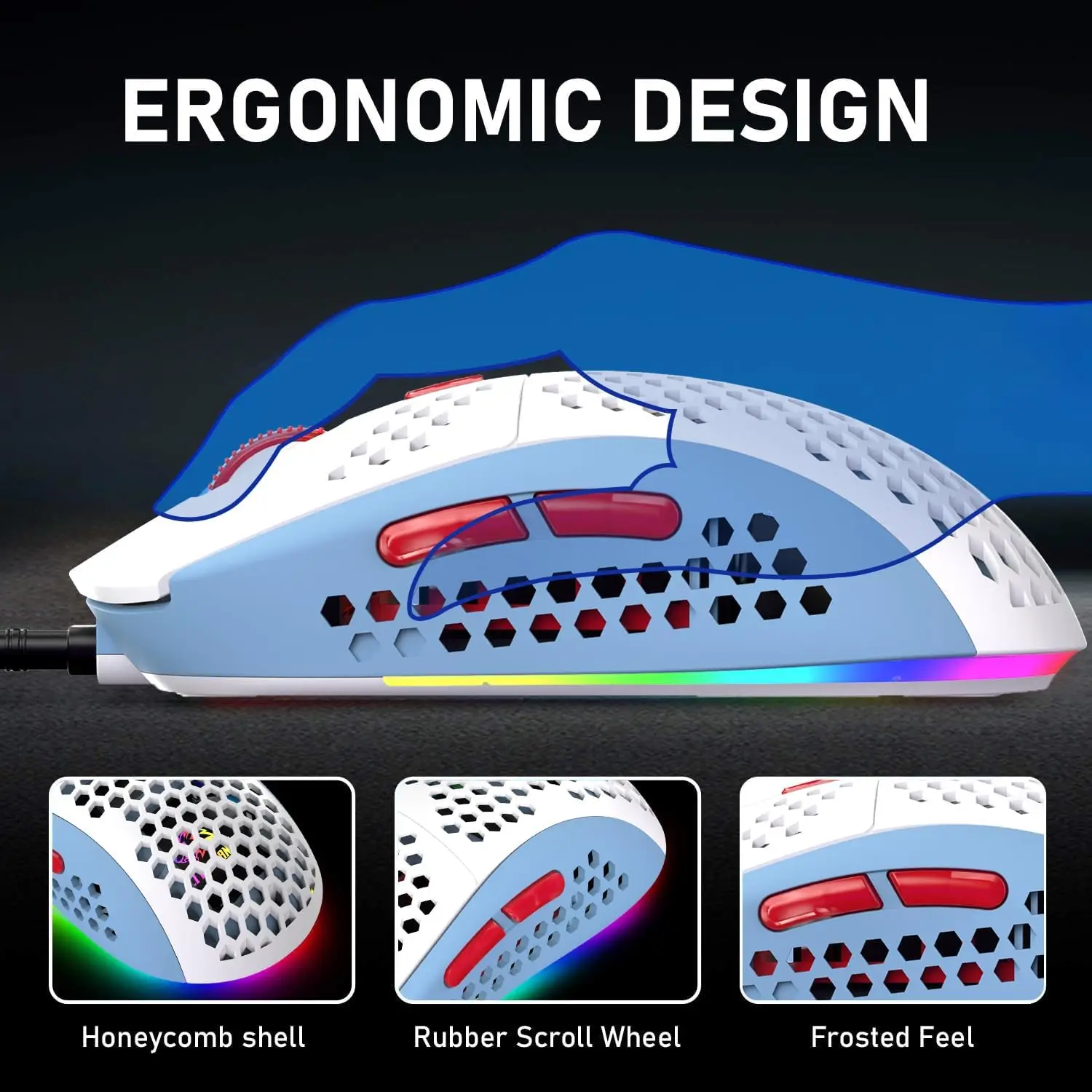 65% Wired Gaming Mechanical Keyboard and Mouse Combo,Mini 68 Keys,RGB Backlight, Lightweight RGB Honeycomb Optical Mouse