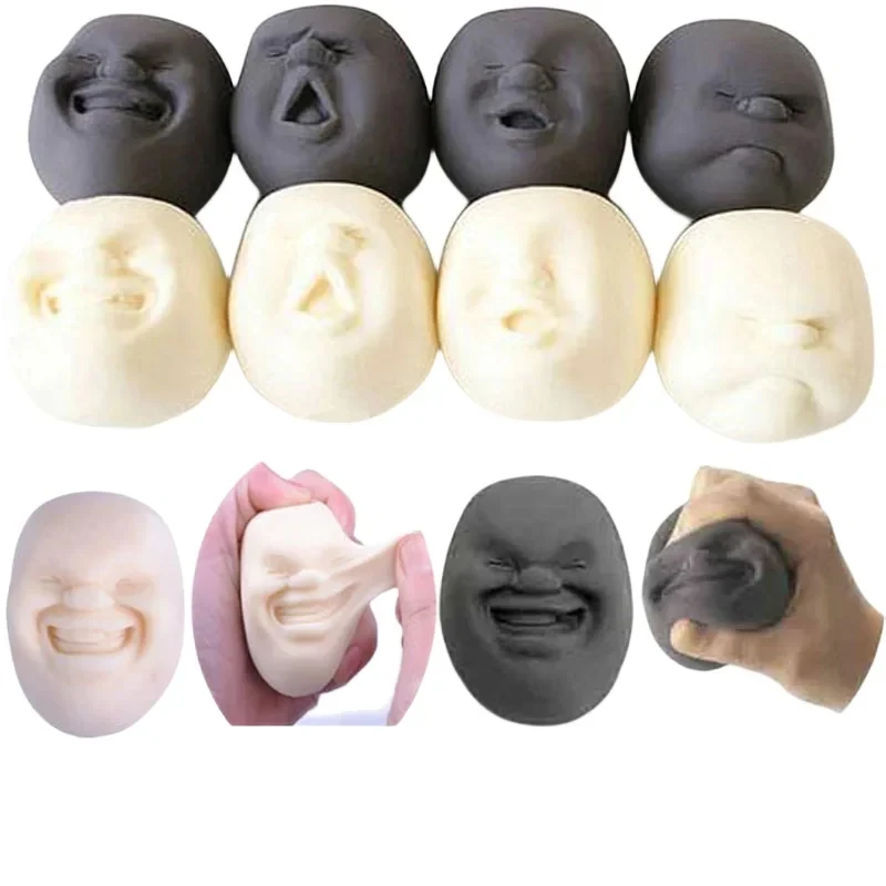 Funny People Face Ball Toys Creative Expression People Face Doll TPR Stress Relief Venting ADHD Toys Pinch Music Fidget Toy Gift