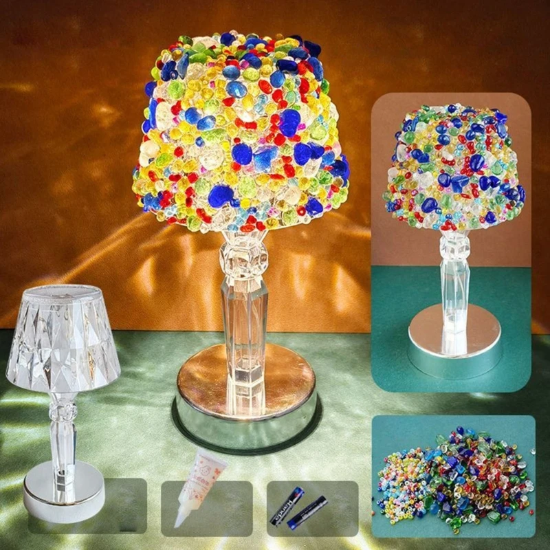 

DIY Craft Decor Light, Plastic Shade Accent for Bedroom Desk Display and Gift Use, Faceted Stem, Battery Not Included M4YD