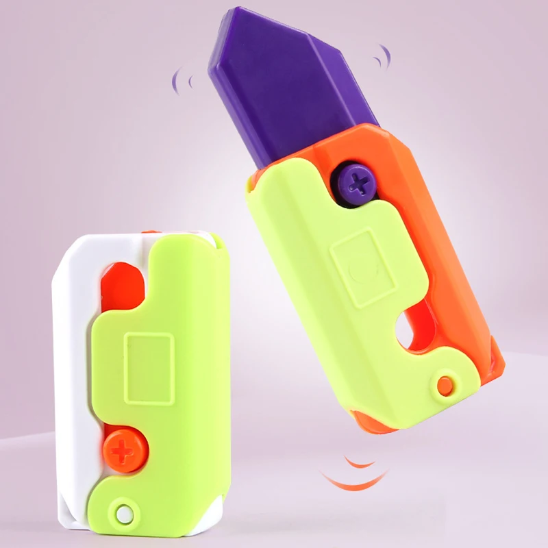 3D Printed Model Gravity Small Radish Knife Gun Non-firing Luminous Knife Water Gun Pendant Decompression Toy Push Card Gift