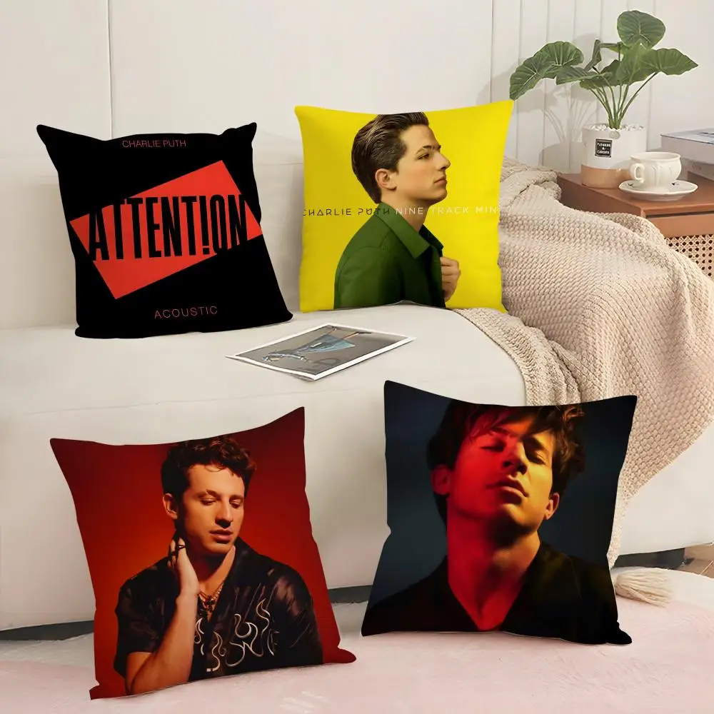 Charlie Puth Cushion Cover Breathable Linen Pillow Cover Skin-Friendly Home Decor Pillowcase with Hidden Zipper