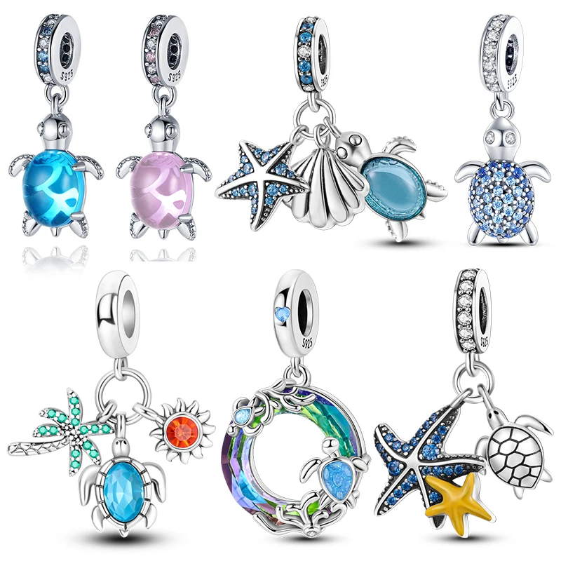 

Charms Silver 925 Murano Glass Turtle Pendant Beads Fits Bracelet Bangle Necklace Women Luxury DIY Jewelry Festival Fine Gifts