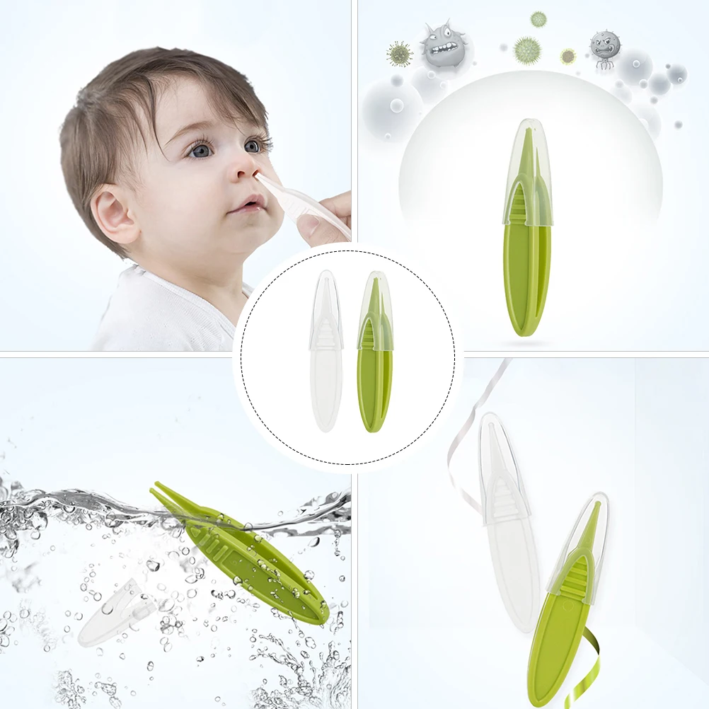 

2pcs Baby Booger Tweezers Green White Nose Cleaning Clip Infant Navel Ear Forceps Cleaner Smooth Design Anti Skid Easy