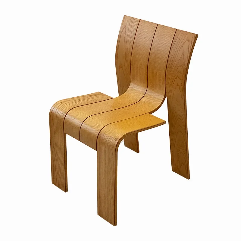 

Solid Wood Curved Wood Chair Log Simple Medieval Designer Dining Chairs Special-shaped Retro Style Backrest Chair Fashionable