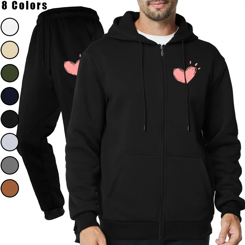 

Winter and Autumn Fashion Brand Long Sleeve Men's Running Striped Zipper Pants and Hoodie Sports and Leisure Clothes