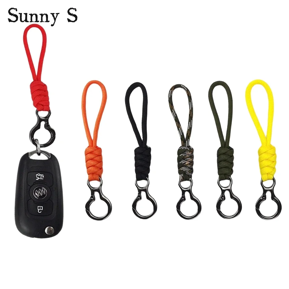 Creative Braided Woven Paracord Keychain for Men Women Unisex Car Key Holder Backpack Anti-lost Chain Strap Keyring Accessories