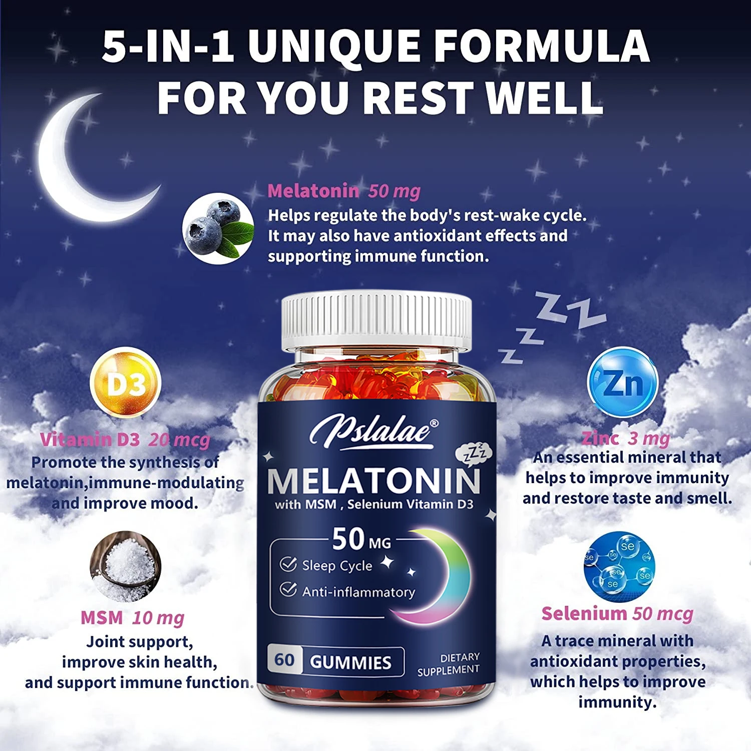 Melatonin Gummies 50mg - Anxie - Melatonin Sleep Gummy recension och pris