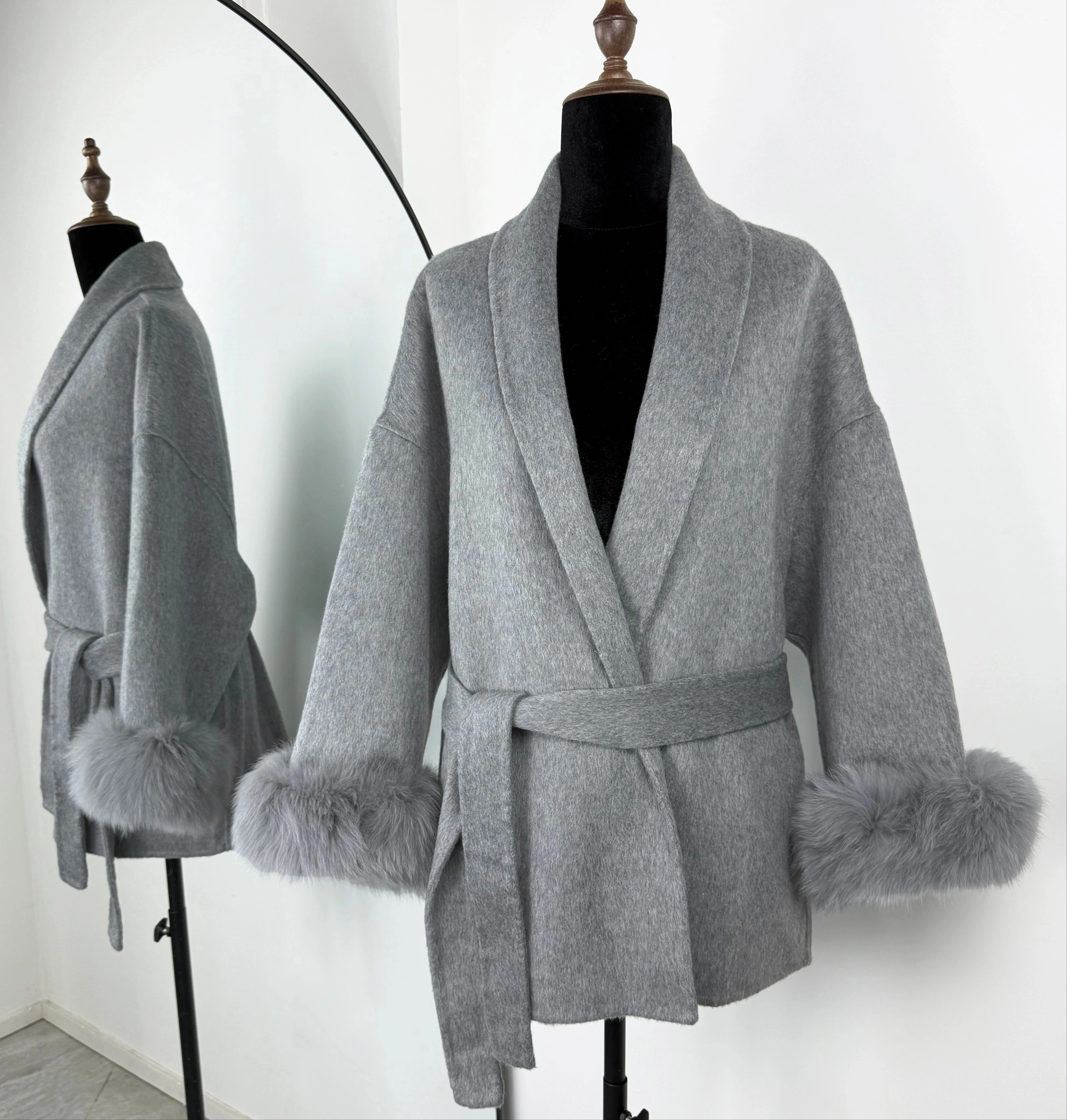 Fox Fur Woolen Coats Women's Short Coat Office Lady Removable Elegant Double-sided Wool Overcoat 2026 New Cardigan Jacket
