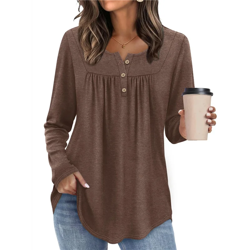 ABRT-女性用長袖シャツ秋服クルーネックカジュアルチュニックトップストレンディなブラウスファッション衣類