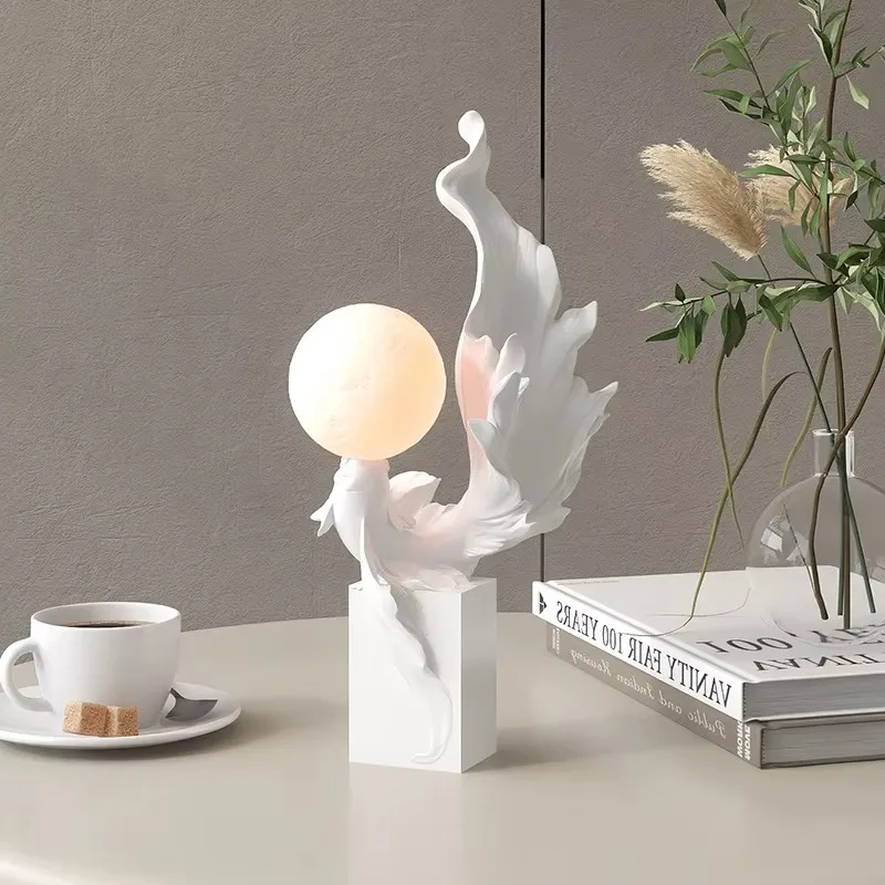 

Wholesale Office Light Luxury Koi Sculpture Tabletop Ornaments Living Room Porch Wine Cabinet LED Night Light Ornaments