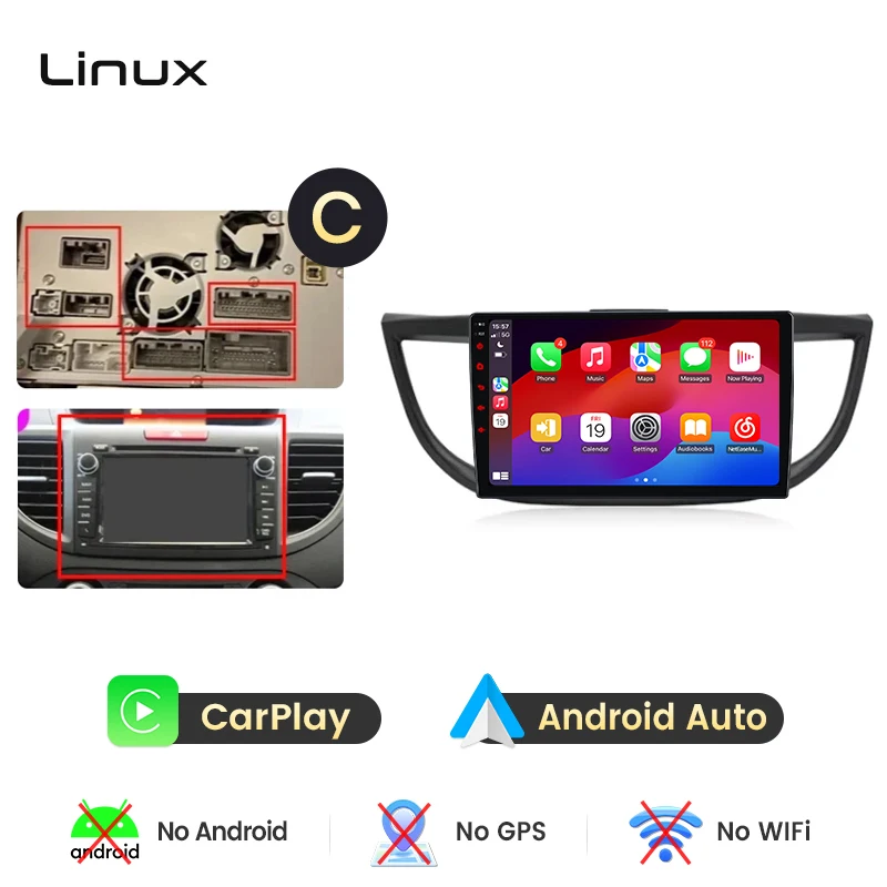 Junsun draadloze CarPlay Android Auto autoradio voor Honda CR-V Mk4 (RM) 2011-2018 met ingebouwde koelventilator, Android GPS navigatie, multimediaspeler, WiFi, DSP, RDS, BT, SWC, IPS touchscreen,