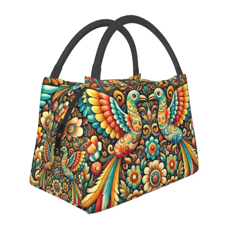 

Custom Mexican Flower Otomi Lunch Bag Men Women Cooler Warm Insulated Lunch Box for Office Travel