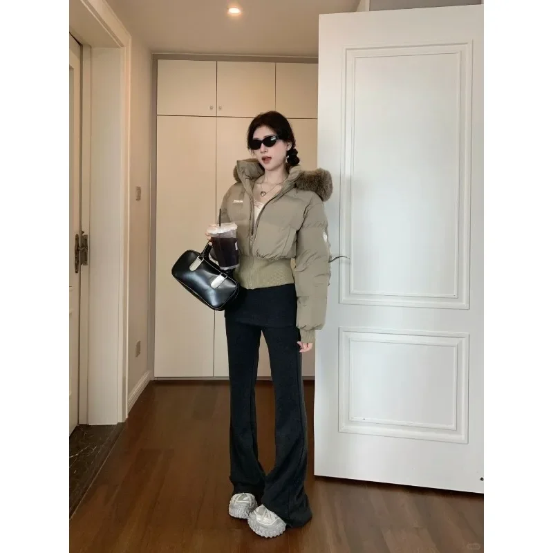 女性の防寒コート女性の秋と冬の新しい韓国版スパイスガールファーカラーフード付き暖かいパッド入りジャケット